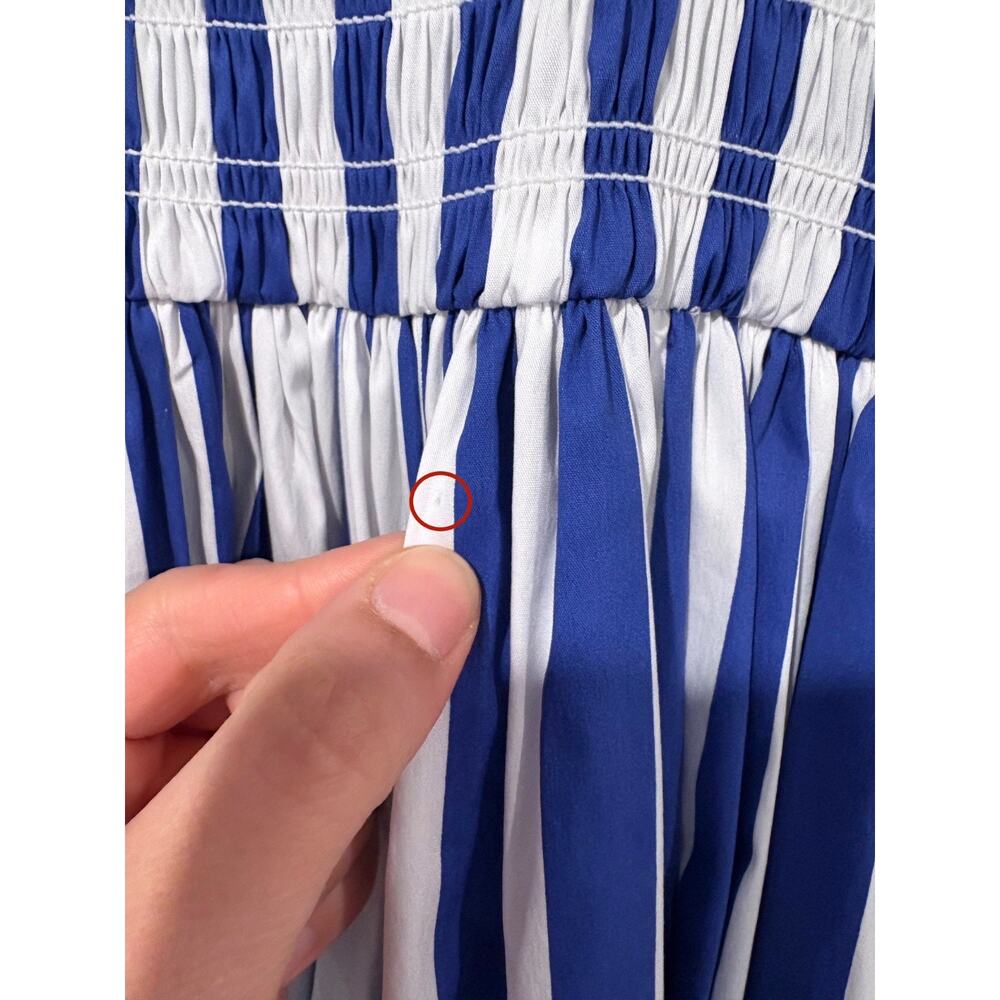 AYR The Extra Extra Puff Sleeve Midi Dress in Blue Stripe Women's XS - Picture 8 of 9